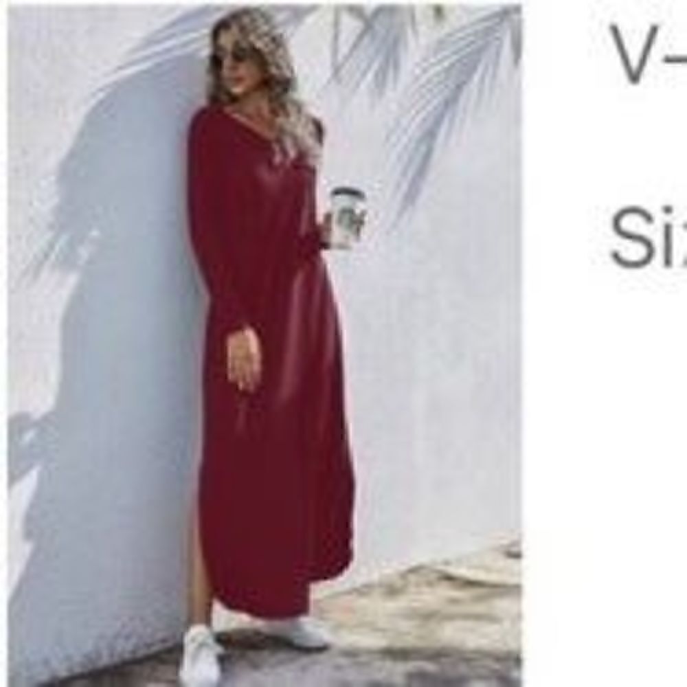 Shein V-neck slit hem tee dress Maxi size S